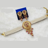 NAFJ Maharani Style Pota Stone And Pearl Meenakari Choker Necklace Set