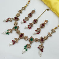 NAFJ Elegant Crystal Stone And Beads Necklace Set