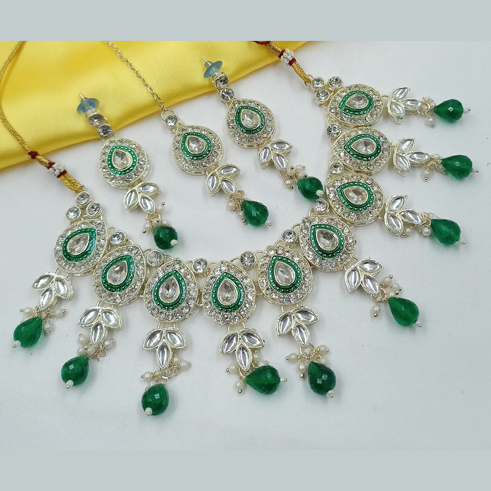 NAFJ Elegant Crystal Stone And Kundan Stone Beads Necklace Set