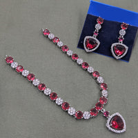 NAFJ Sparkling American Daimonds For Modern Elegance Necklace Set