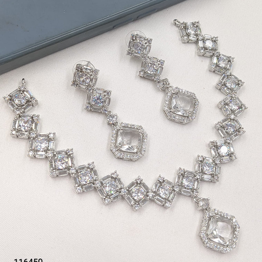 NAFJ Sparkling American Daimonds For Modern Elegance Necklace Set