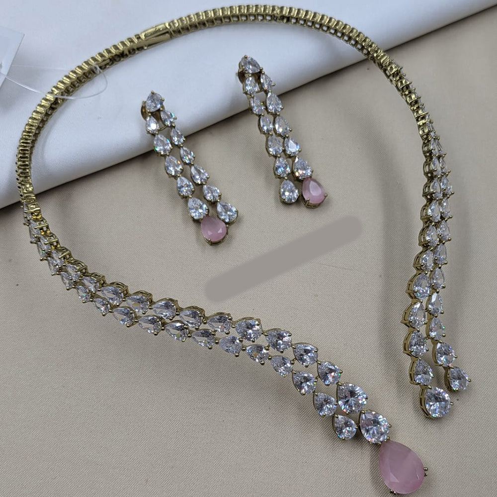 NAFJ Sparkling American Daimonds For Modern Elegance Necklace Set