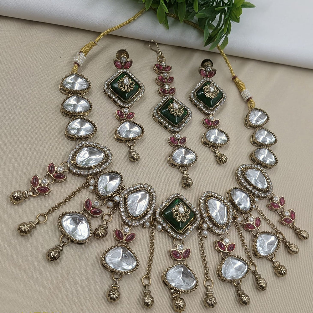 NAFJ Premium Pota Stone And Austrian Stone Necklace Set for Women