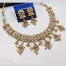 NAFJ Premium Pota Stone And Austrian Stone Pearl Necklace Set for Women