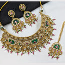 NAFJ Heavy Pota Stone And Pearl Choker Necklace Set for Women