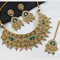 NAFJ Heavy Pota Stone And Pearl Choker Necklace Set for Women