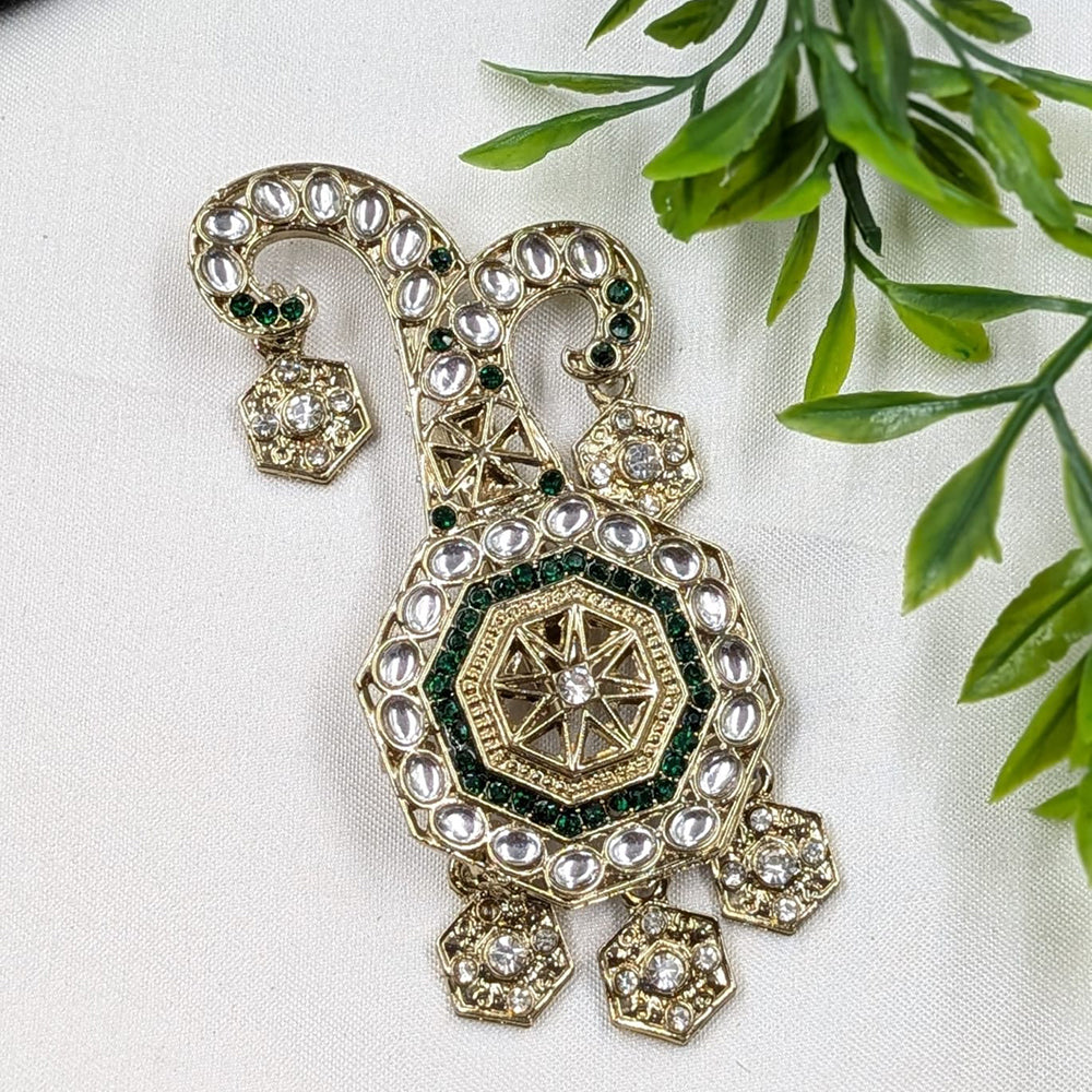 NAFJ Royal Groom Kundan Stone Brooch For Men Kalangi (Safa \ Padgdi)