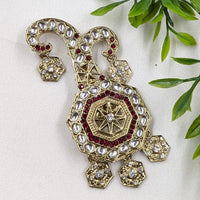 NAFJ Royal Groom Kundan Stone Brooch For Men Kalangi (Safa \ Padgdi)