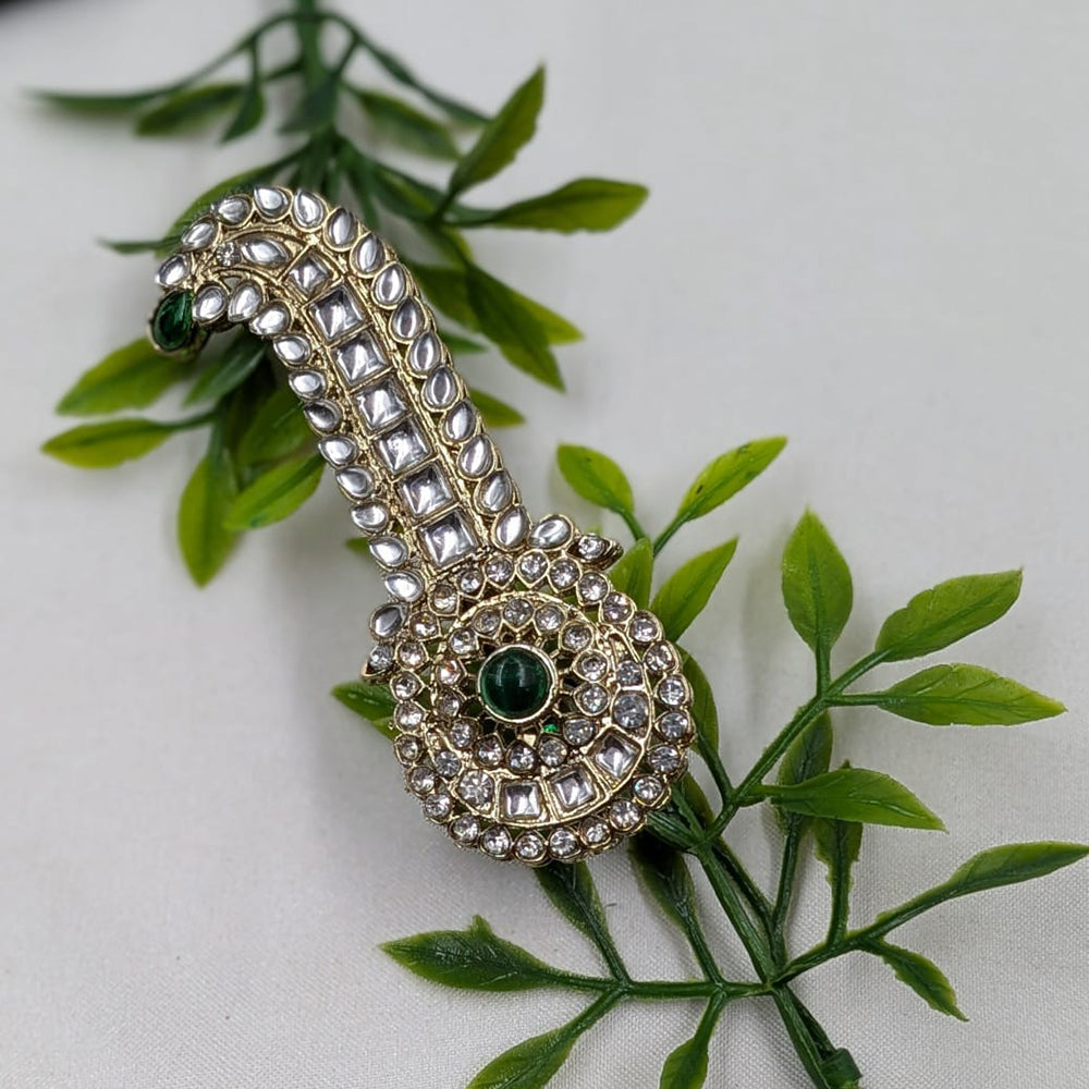 NAFJ Royal Groom Kundan Stone Brooch For Men Kalangi (Safa \ Padgdi)