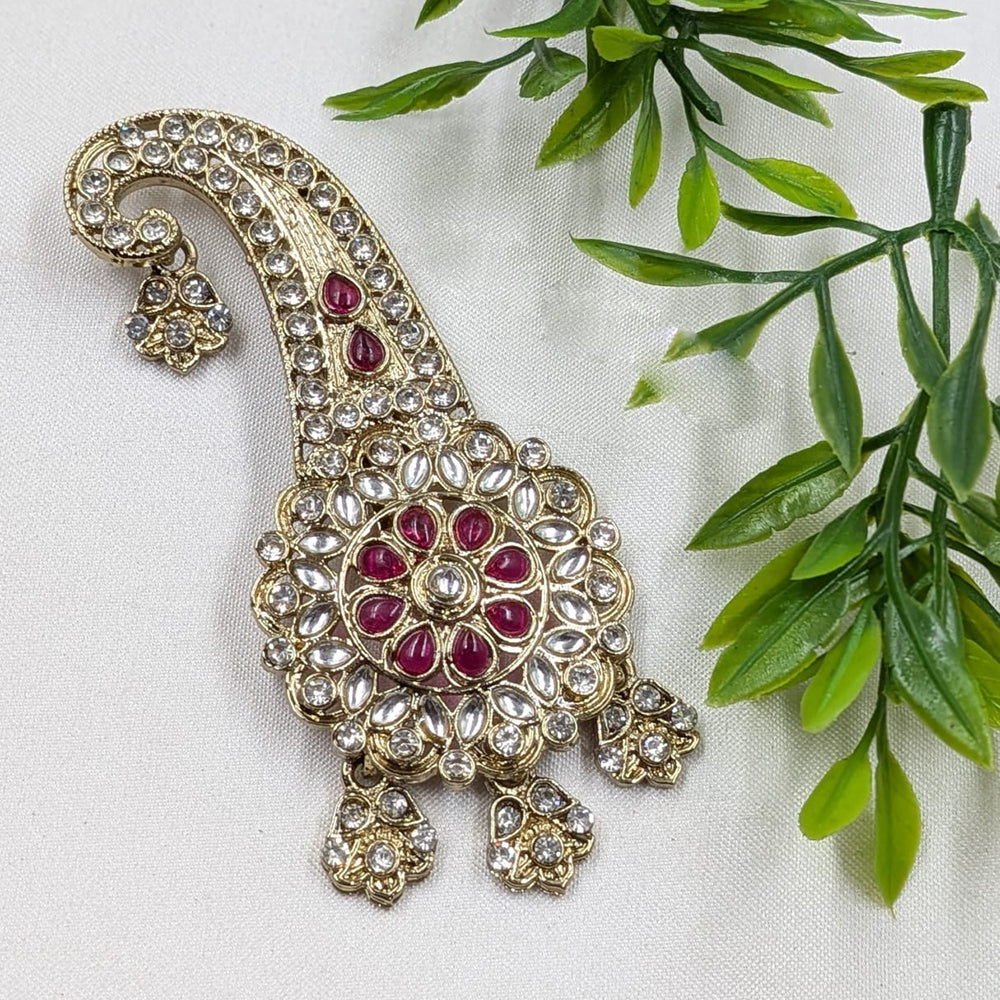 NAFJ Royal Groom Kundan Stone Brooch For Men Kalangi (Safa \ Padgdi)