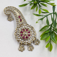NAFJ Royal Groom Kundan Stone Brooch For Men Kalangi (Safa \ Padgdi)