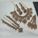 NAFJ Royal Crystal Stone And Beads Necklace Set With Earrings, Maang Tikka & Passa