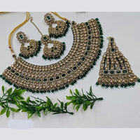 NAFJ Gold Plated Crystal Stone And Beads Necklace Set