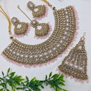 NAFJ Gold Plated Crystal Stone And Beads Necklace Set
