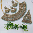 NAFJ Gold Plated Crystal Stone And Beads Necklace Set