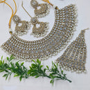 NAFJ Gold Plated Crystal Stone And Pearl Necklace Set