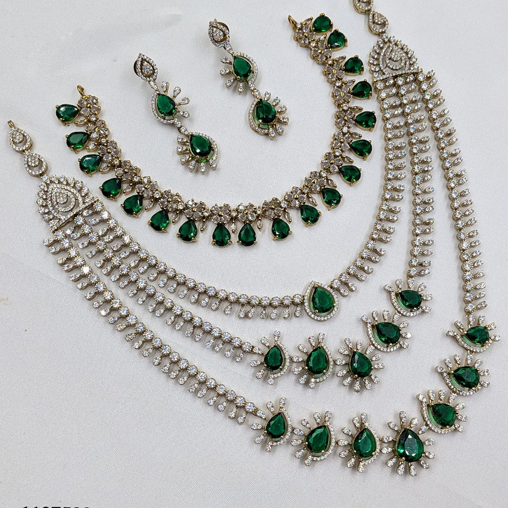 NAFJ Sparkling American Daimonds For Modern Elegance Double Necklace Set