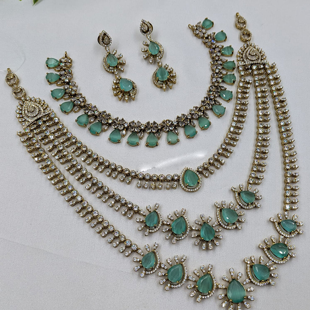 NAFJ Sparkling American Daimonds For Modern Elegance Double Necklace Set