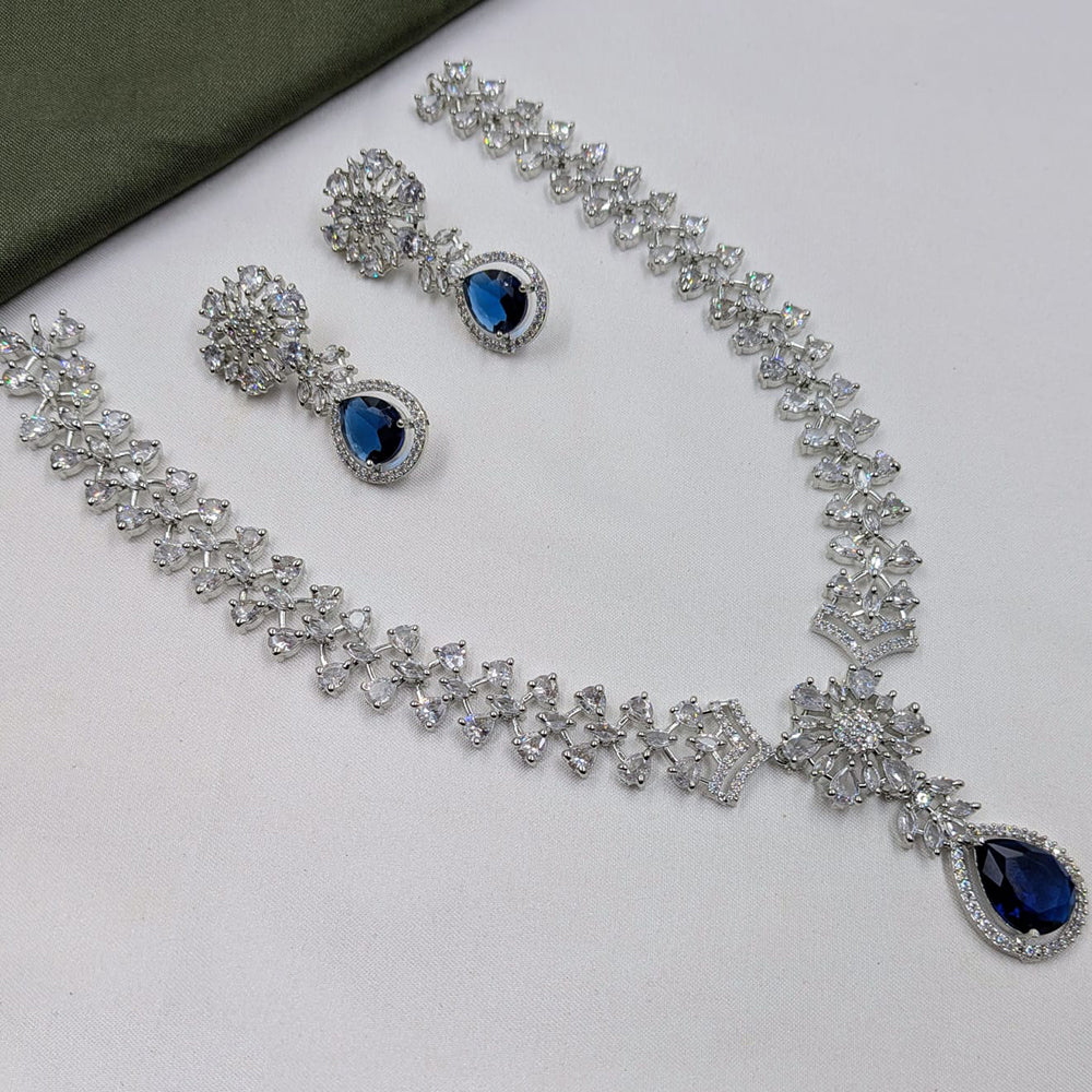 NAFJ Silver Plated American Daimonds For Modern Elegance Necklace Set