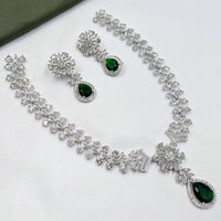NAFJ Silver Plated American Daimonds For Modern Elegance Necklace Set