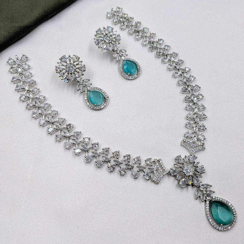 NAFJ Silver Plated American Daimonds For Modern Elegance Necklace Set