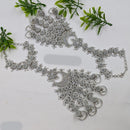 NAFJ Silver Plated Crystal Stone And Pearl Designer Hand Harness