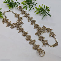 NAFJ Gold Plated Crystal Stone And Pearl Designer Hand Harness