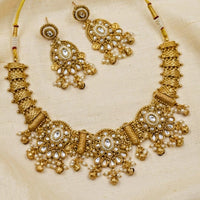 NAFJ Trendy Pota Stone And Pearl Necklace Set