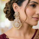 NAFJ Royal Look Kundan Stone And Pearl Dangler Earrings