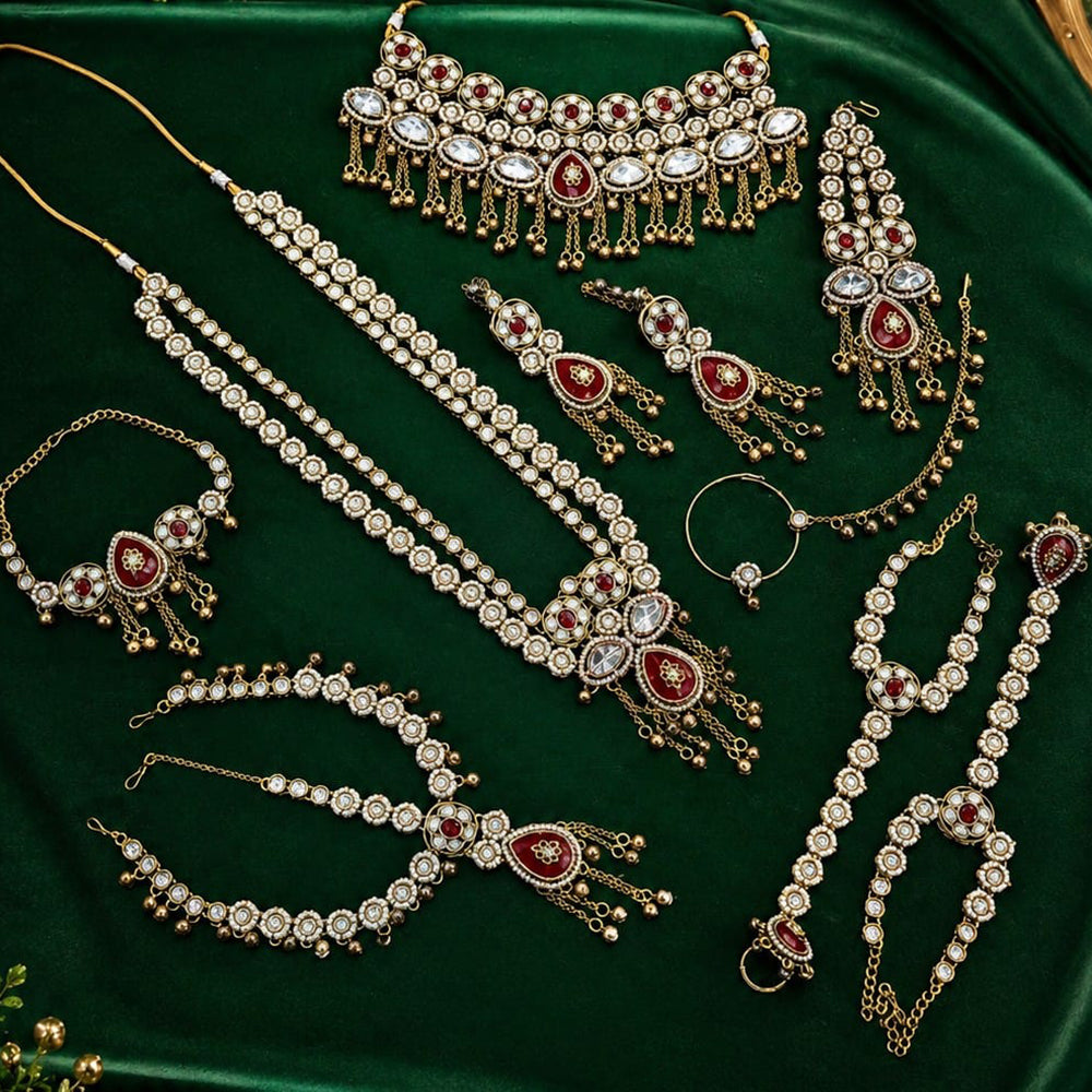 NAFJ Heavy Kundan Stone And Pearl Bridal Kundan Set