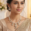 NAFJ Graceful Polki Kundan Stone And Pearl Necklace Set