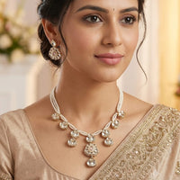 NAFJ Graceful Polki Kundan Stone And Pearl Necklace Set