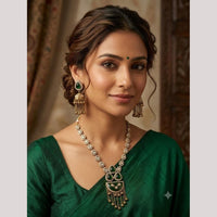 NAFJ Graceful Kundan Stone And Pearl Necklace Set