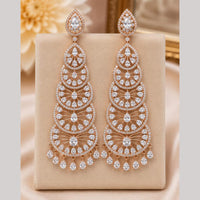 NAFJ Rose Gold Plated Crystal Stone Dangler Earrings for Women
