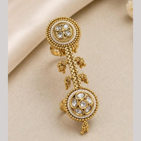NAFJ Royal Pota Stone Statement Double Finger Ring for Women