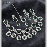 NAFJ Royal American Daimond Necklace Set With Maang Tikka