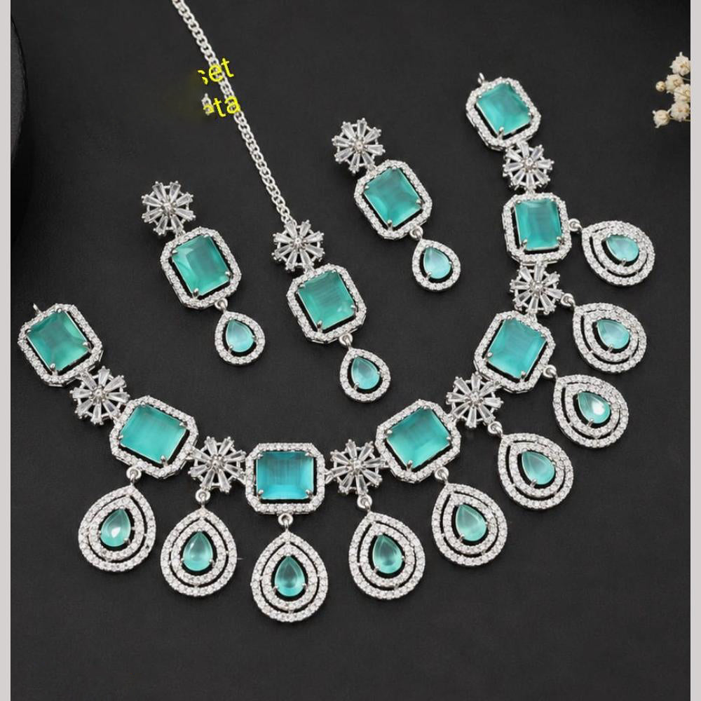 NAFJ Royal American Daimond Necklace Set With Maang Tikka