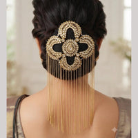 NAFJ Elegant Kundan Stone Hair Bun Cover for Women