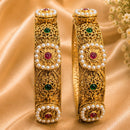 NAFJ Gold-Plated Pota Stone and Pearl Bangles Set for Women Traditional Indian Ethnic Jewelry (Copy)
