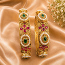 NAFJ Gold-Plated Pota Stone and Pearl Bangles Set for Women Traditional Indian Ethnic Jewelry (Copy) (Copy)