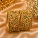 NAFJ Gold-Plated Pota Stone  Bangles Set for Women Traditional Indian Ethnic Jewelry