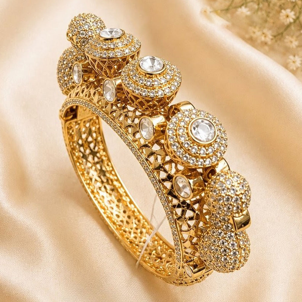 NAFJ Gold Plated Austrian Stone Bangles Set for Women Traditional Indian Ethnic Jewelry (Copy)