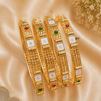 NAFJ Gold Plated Pota Stone Bangles Set for Women Traditional Indian Ethnic Jewelry