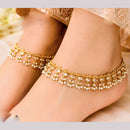 NAFJ Gold Plated Kundan Stone And Pearl Payal / Anklet