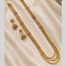 NAFJ Traditional Pota Stone And Beads Long Necklace Set for Women
