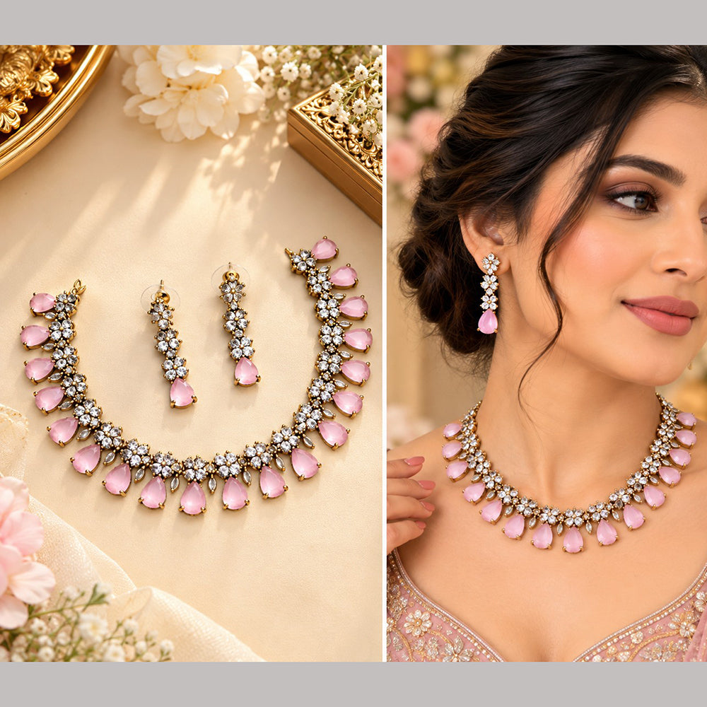 NAFJ Glamorous Crystal Stone Necklace Set