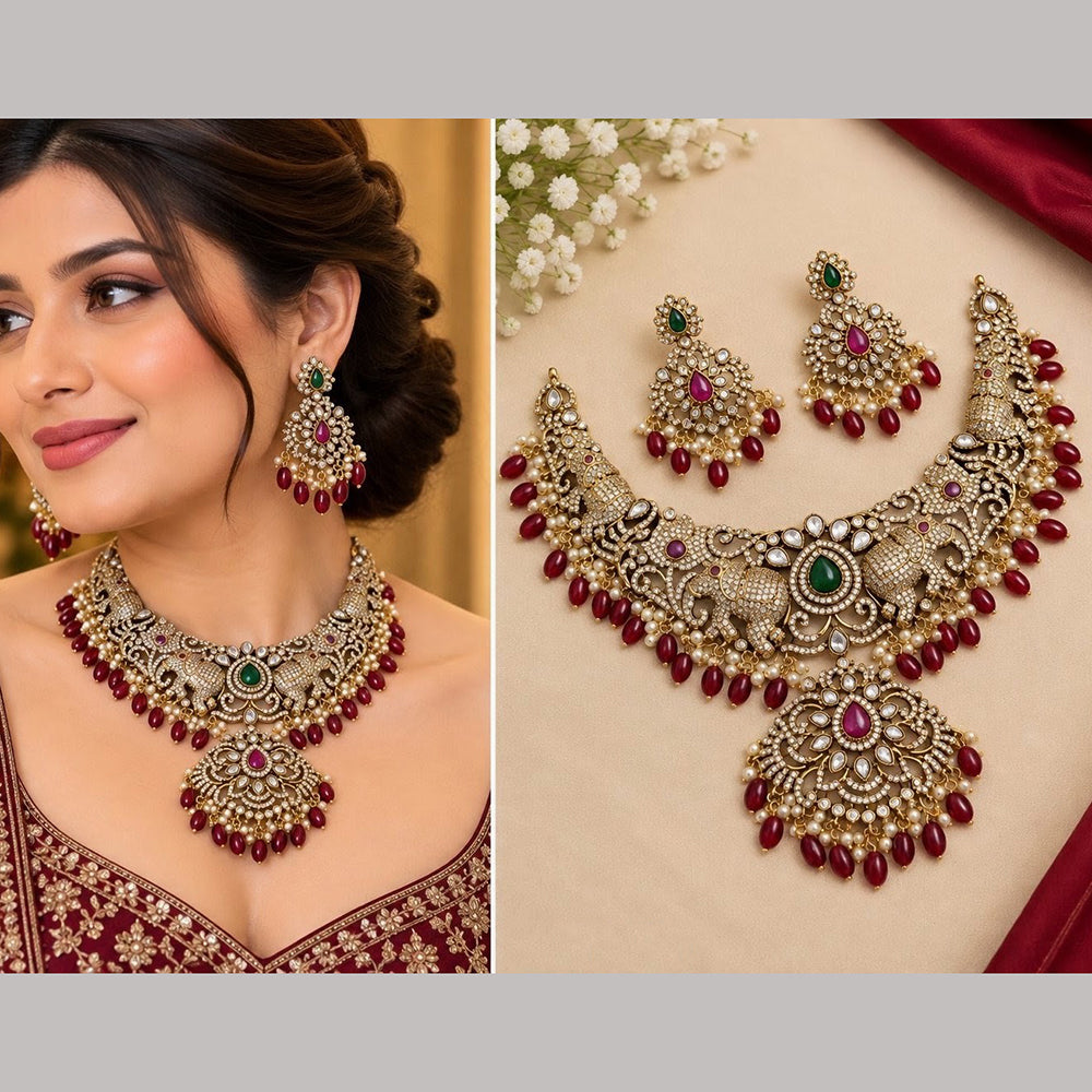 NAFJ Elegant Pota Stone And Beads Necklace Set