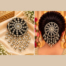 NAFJ Elegant Kundan Stone And Pearl Hair Bun Cover for Women