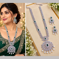 NAFJ Royal American Daimond And Beads Long Necklace Set