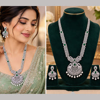 NAFJ Royal American Daimond And Beads Long Necklace Set